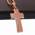 Fashion Brass Charms Cross Pendants Necklace With Zircon Micro Inlay